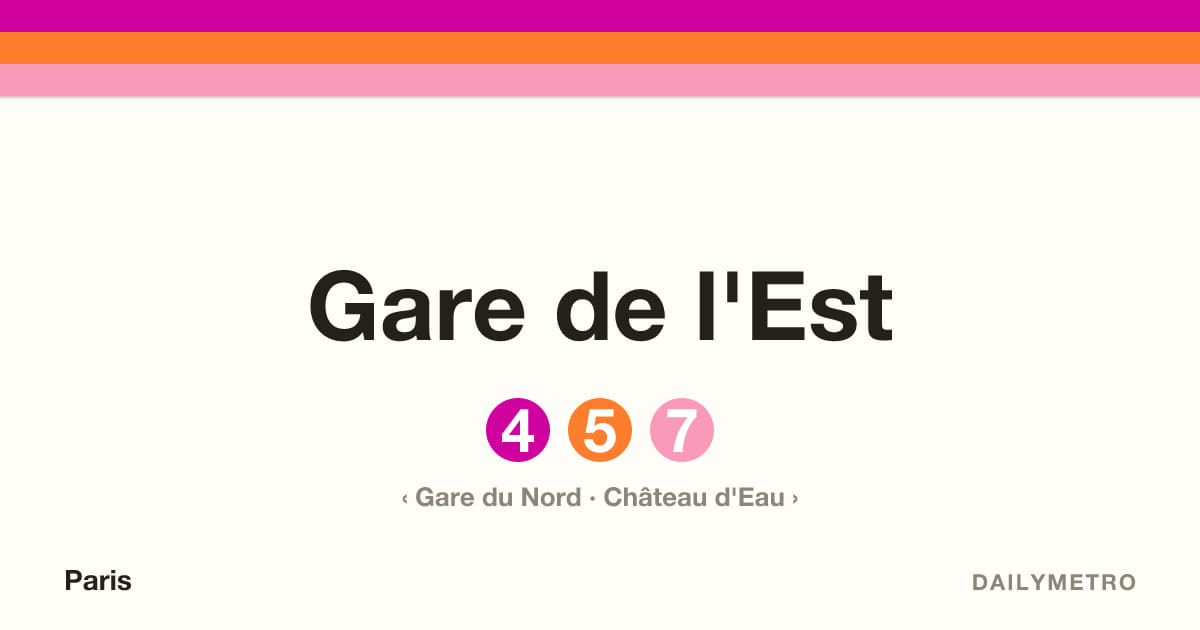 Station Gare de l'Est · Lignes 4, 5, 7