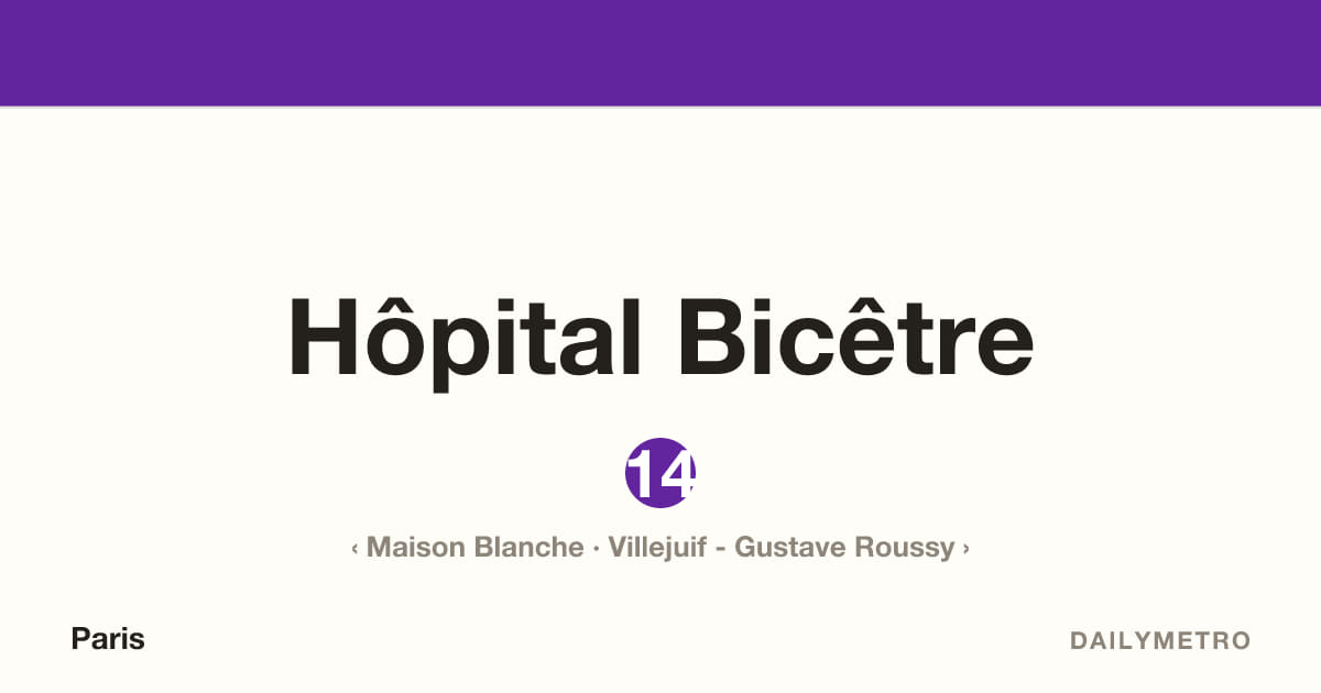 Hôpital Bicêtre station · Lines 14