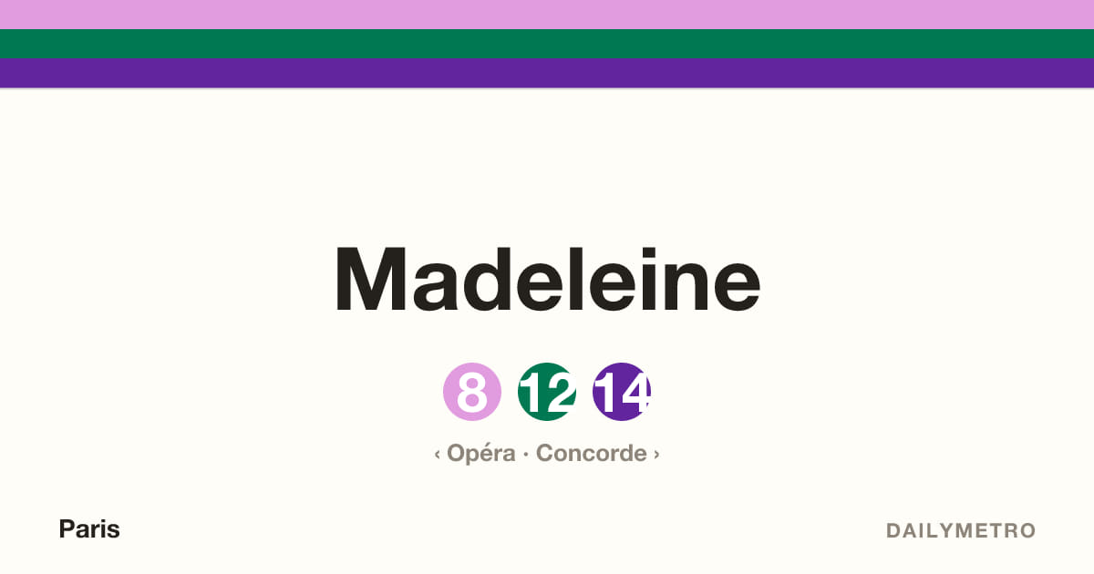 Station Madeleine · Lignes 8, 12, 14
