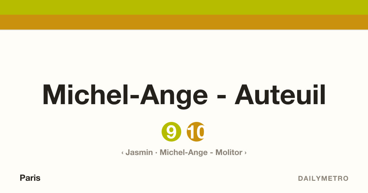 Michel-Ange - Auteuil station · Lines 9, 10