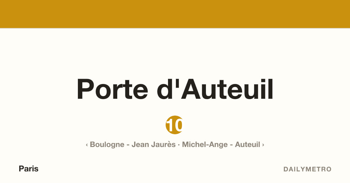 Station Porte d'Auteuil · Lignes 10