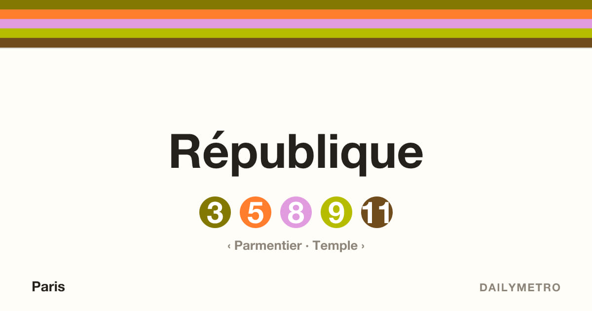 République station · Lines 3, 5, 8, 9, 11