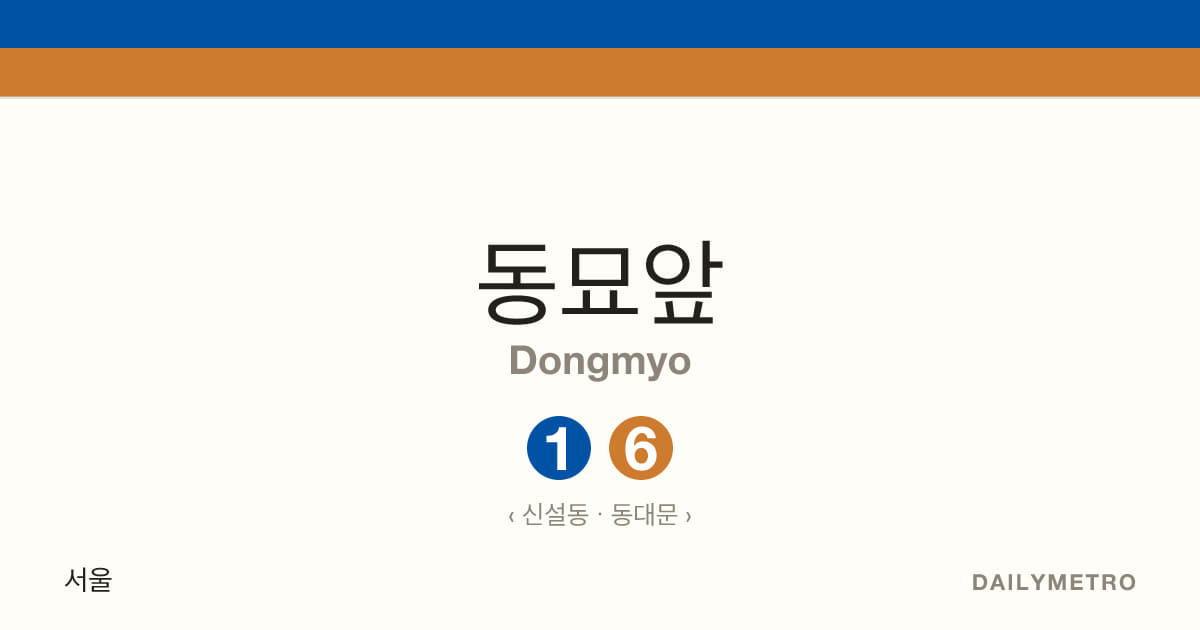 Dongmyo station · Lines 1, 6