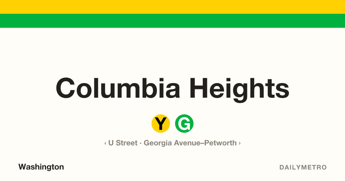 Columbia Heights station · Lines Yellow, Green