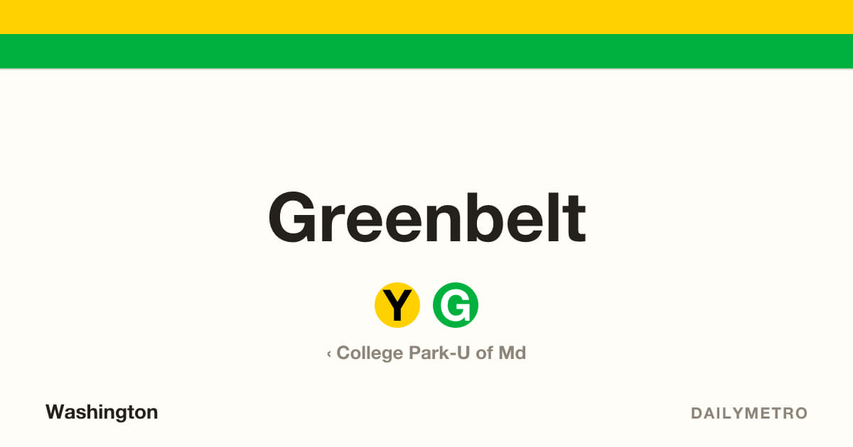 Greenbelt station · Lines Yellow, Green