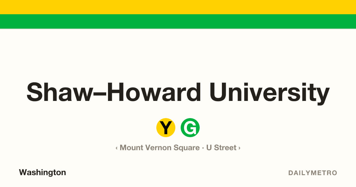 Shaw–Howard University station · Lines Yellow, Green